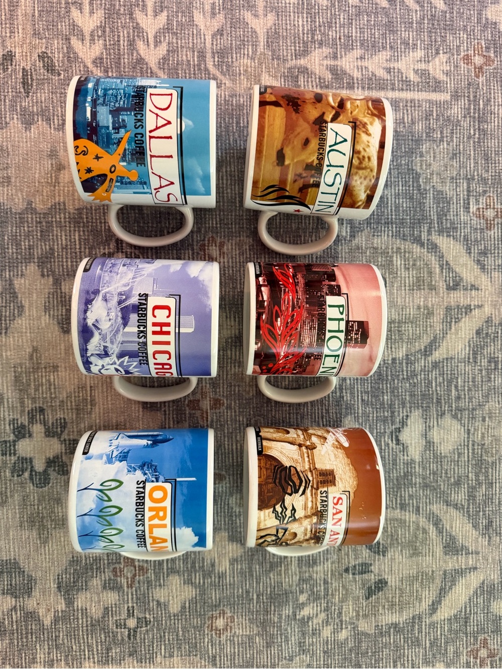 Starbucks set of 6 1999 Series City Mugs.